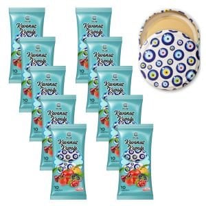 Konserve Kavanoz Kapağı - 10 Paket - 100 Adet (Standart Boy - 82 mm) Nazar Boncuğu Desenli