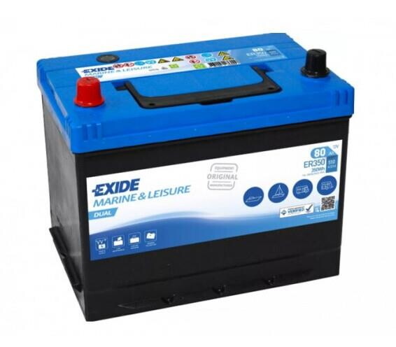 Exide ER350 Marin Dual (Start & Servis) Akü, 12V 80A
