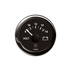 52 mm 12V, Voltaj Göstergesi, 8-16V, Siyah
