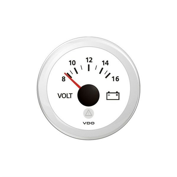 52 mm 12V, Voltaj Göstergesi, 8-16V, Beyaz