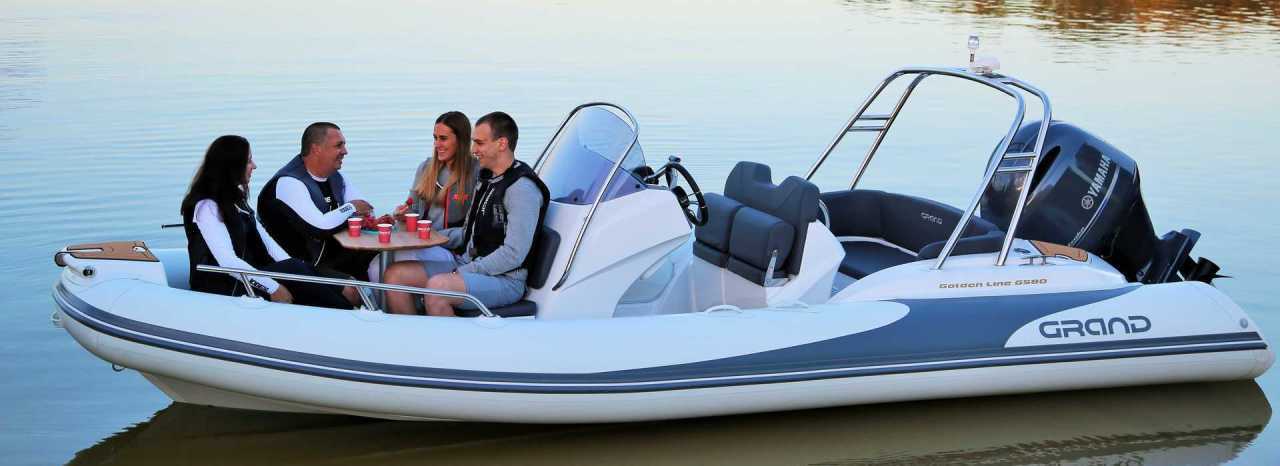 GRAND GOLDEN LINE CRUISERS G580HLF HYPALON OTURMA GRUP KONSOLLU FİBER TABAN ŞİŞME BOT