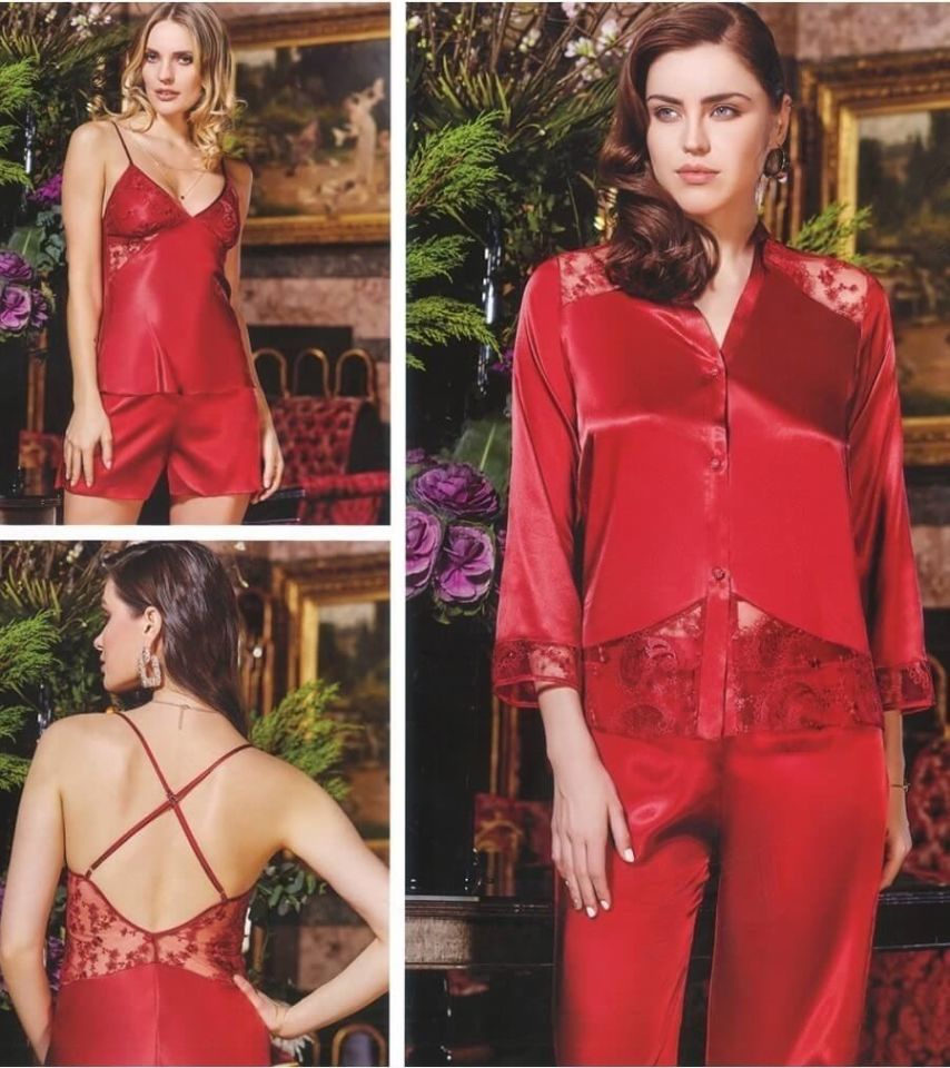 JEREMİ 613 SATEN DANTELLİ 6 Lİ SET BORDO S