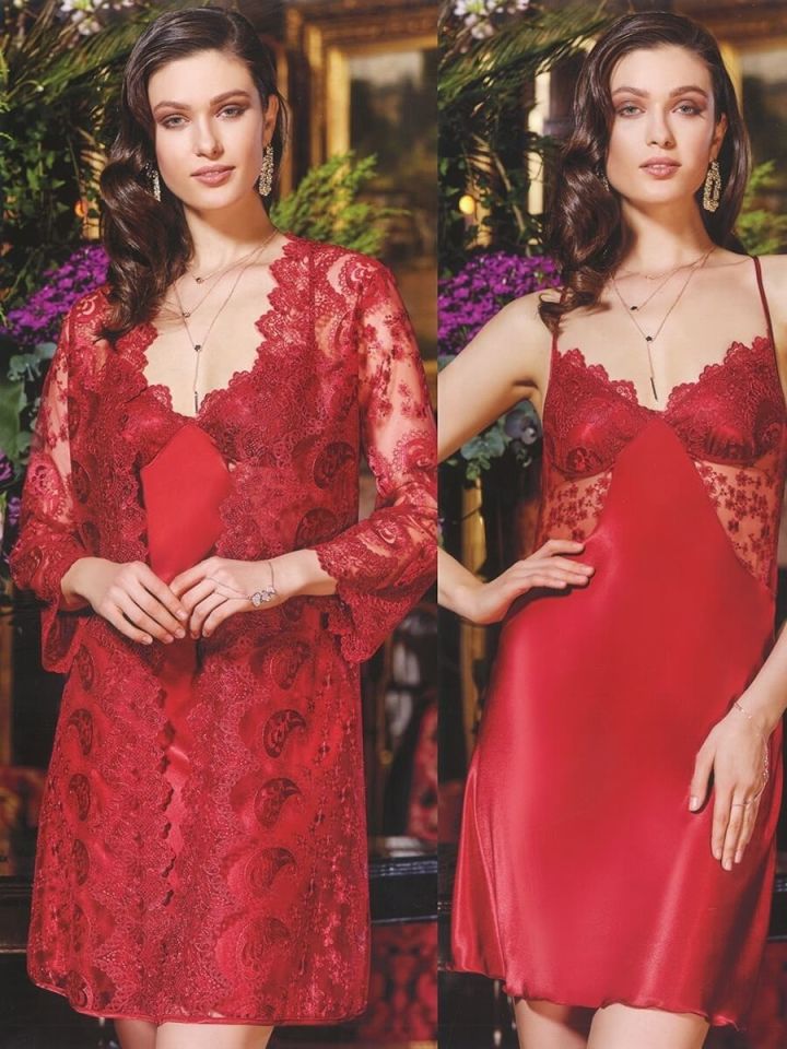 JEREMİ 613 SATEN DANTELLİ 6 Lİ SET BORDO S