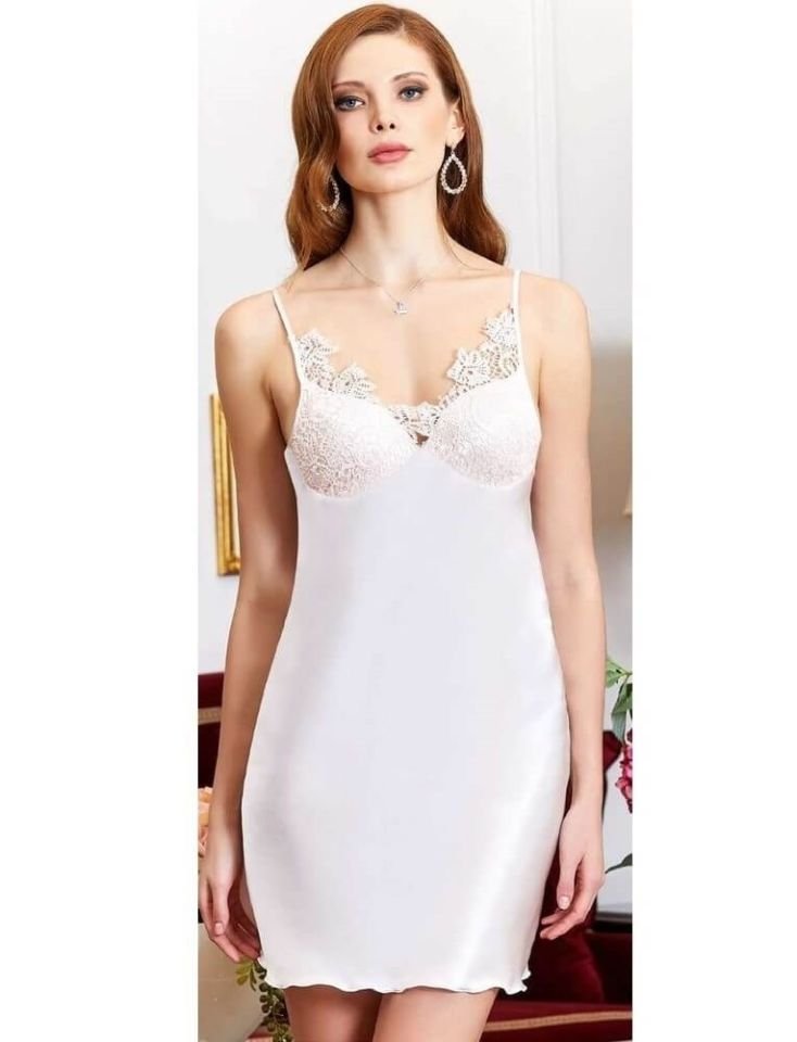 JEREMİ 950 SATEN KISA DANTELLİ 6 Lİ SET KREM M