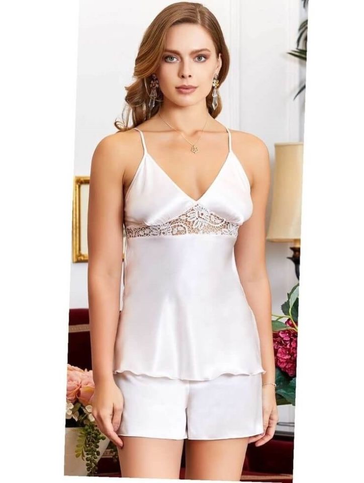 JEREMİ 950 SATEN KISA DANTELLİ 6 Lİ SET KREM M