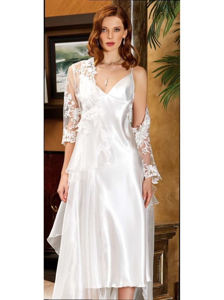 JEREMİ 905 SATEN DANTELLİ 6 Lİ SET KREM XL