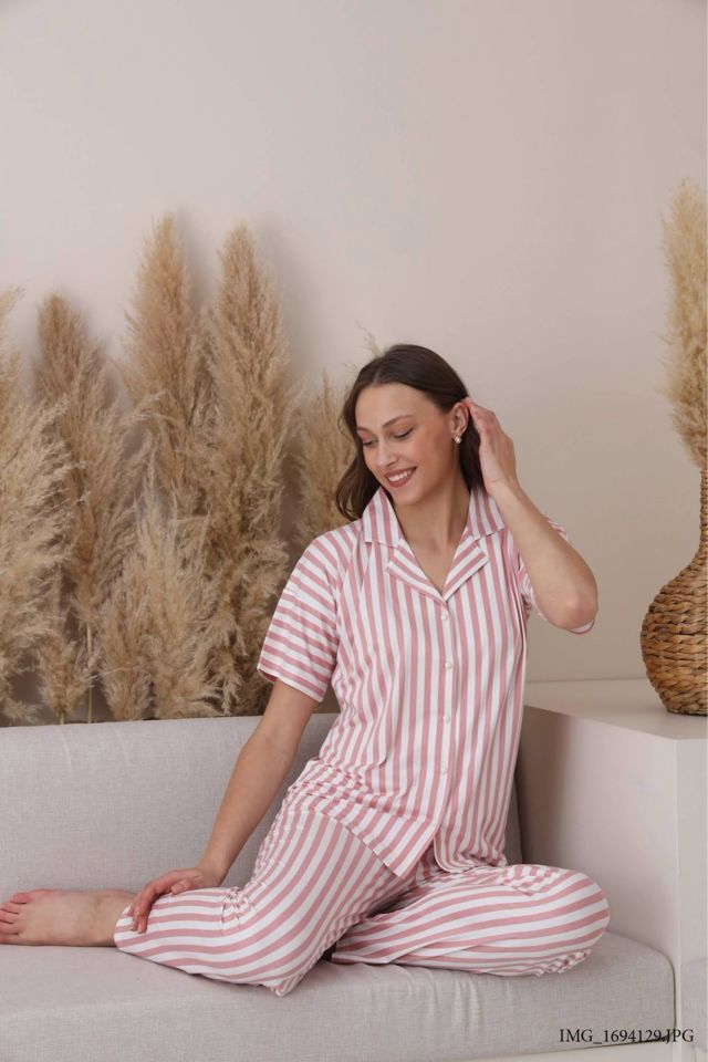 Pijamoni 7515 Bayan Kısa Kol Pijama Takımı