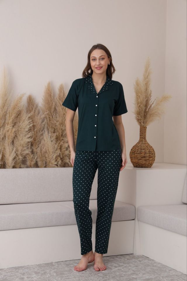 Pijamoni 7515 Bayan Kısa Kol Pijama Takımı