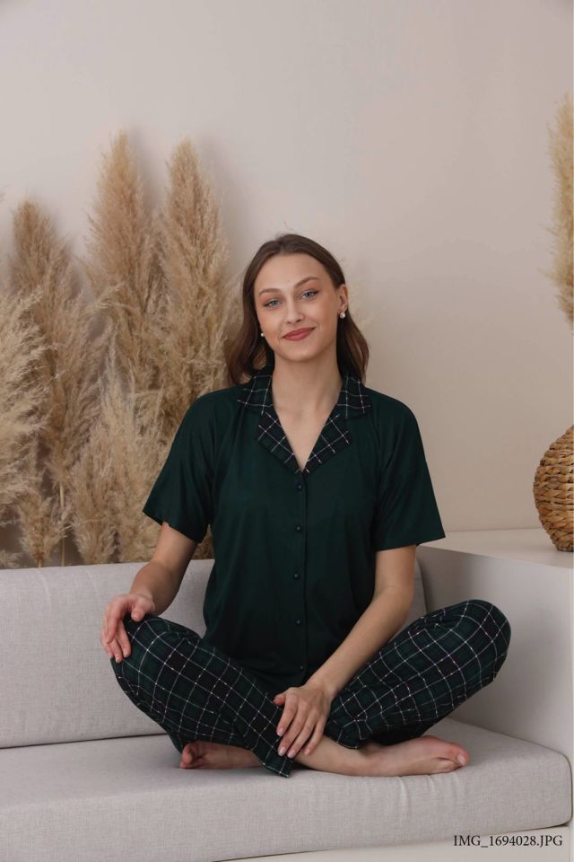 Pijamoni 7515 Bayan Kısa Kol Pijama Takımı