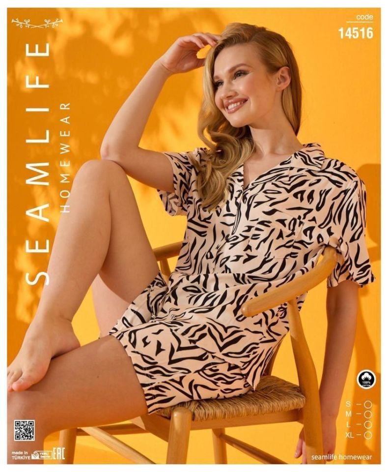 Seamlife Kadın Dokuma Şortlu Pijama Takım