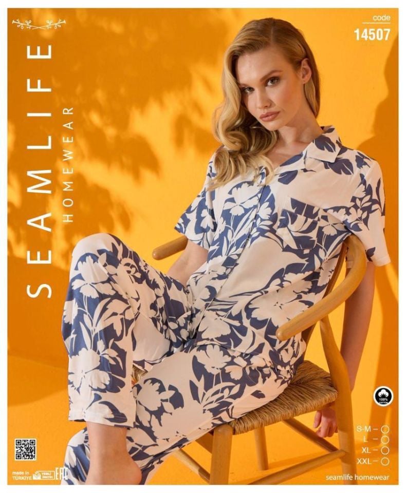 Seamlife Kadın Dokuma Kısa Kol Pijama Takımı
