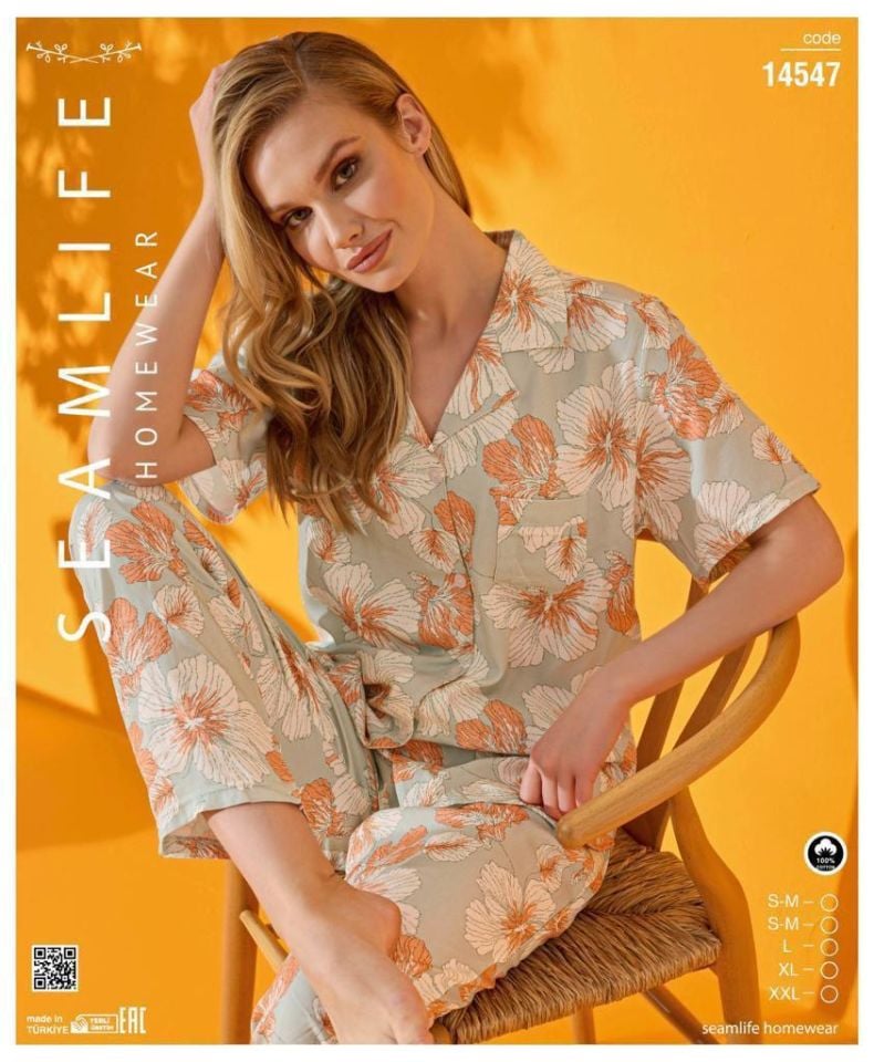 Seamlife Kadın Dokuma Kısa Kol Pijama Takımı