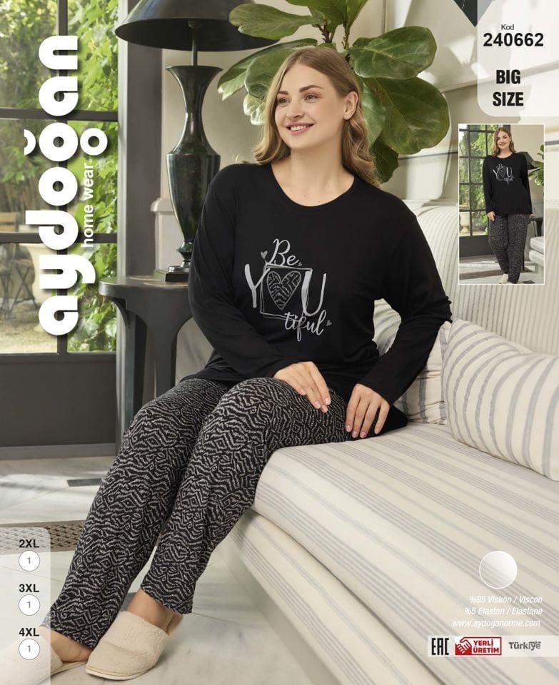 Aydoğan 240662 Bayan Battal Pijama Takım