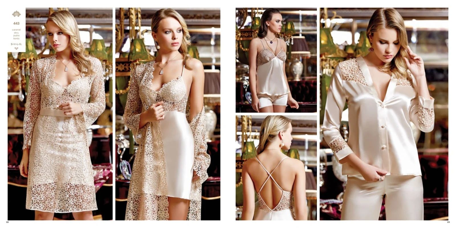 Jeremi 443 Saten Dantelli 6 Lı Set Karamel Xl