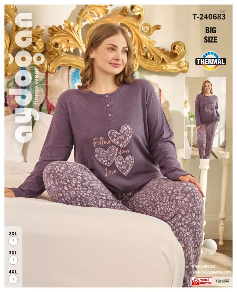 Aydoğan 240683 Bayan Battal Pijama Takım