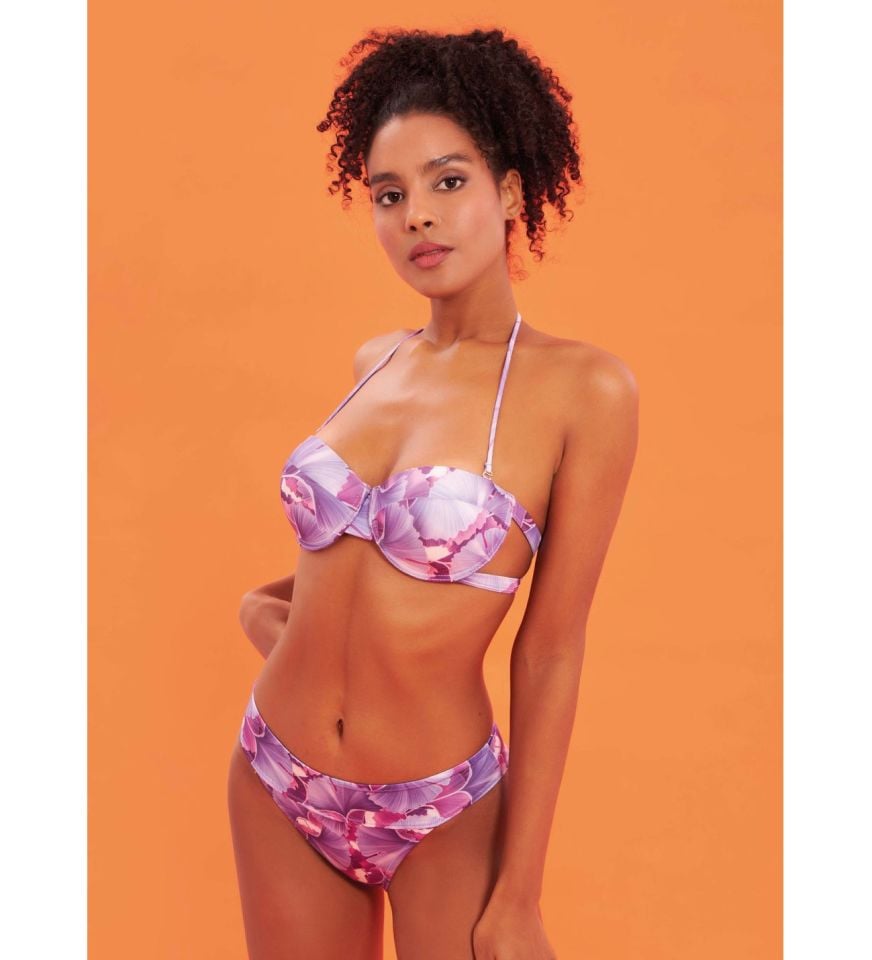 Nbb 51420 Yelpazel Desen Straplez Bikini Takım