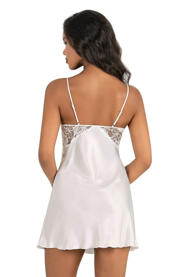 Primoda Ekru Kısa Saten Gecelik 8204