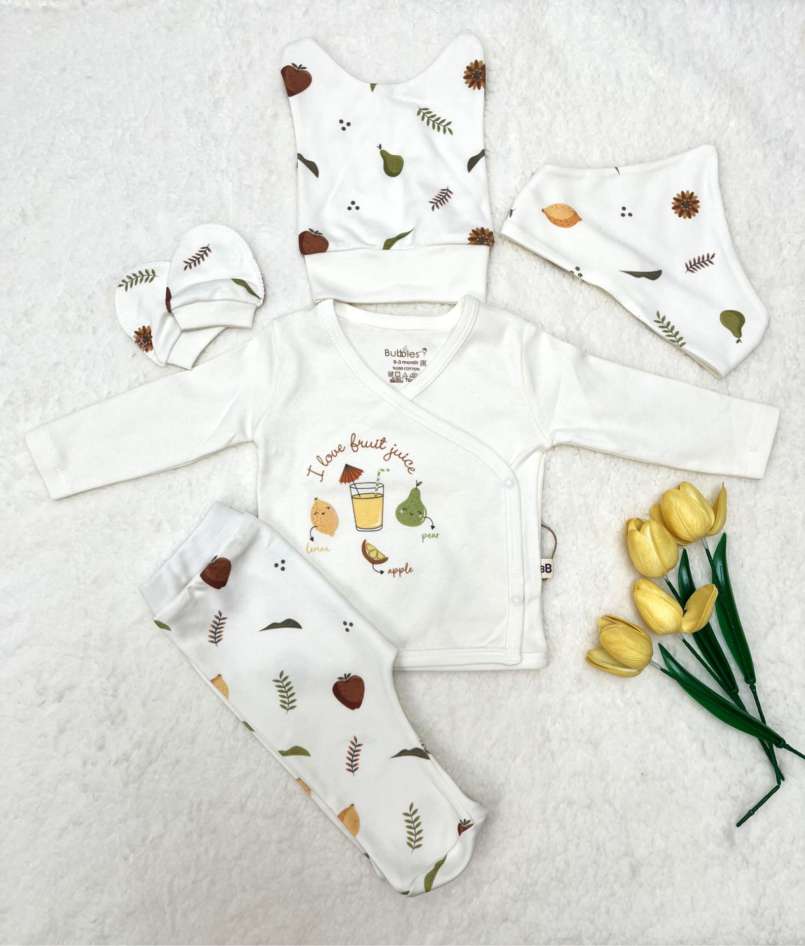 BUBBLES  Elma Nakışlı 5 li Hatane Çıkışı Unisex