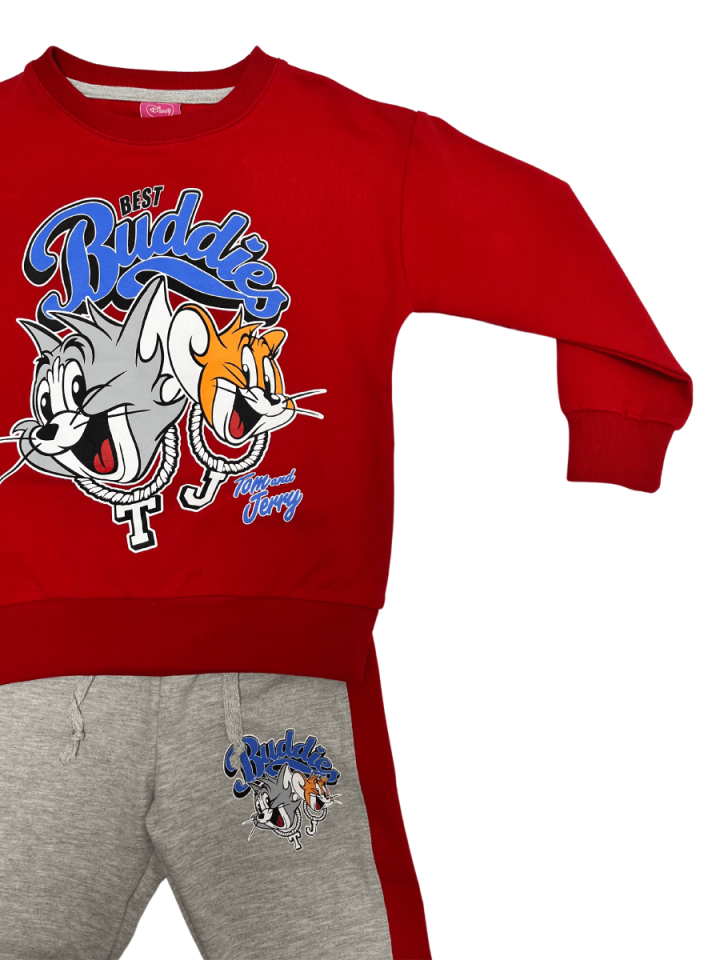 CEO Tom Ve Jerry Baskılı Fırçalı Kumaş Takım