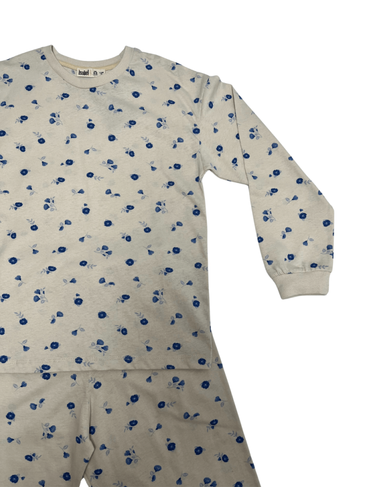 İSOBEL Mavi Çİcekli Pijama Takımı