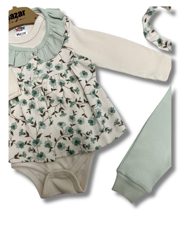 NAZAR BABY Çiçek Baskılı İnterlok Takım