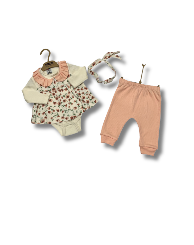 NAZAR BABY Çiçek Baskılı İnterlok Takım