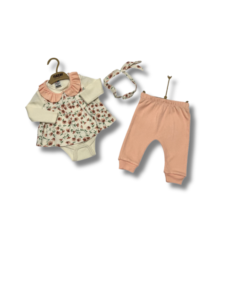 NAZAR BABY Çiçek Baskılı İnterlok Takım