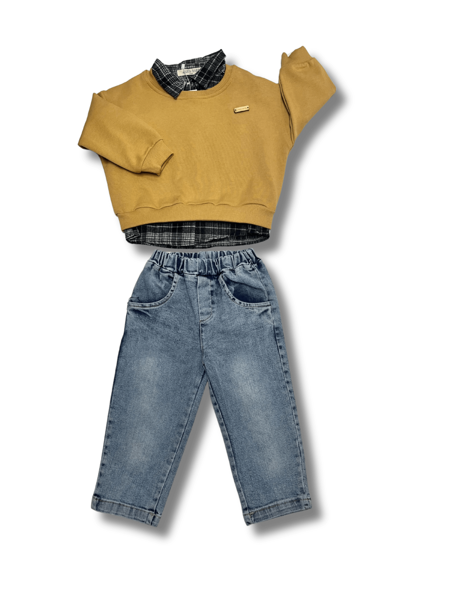 JİKKO BABY Gömlek Sweat Üçlü Takım