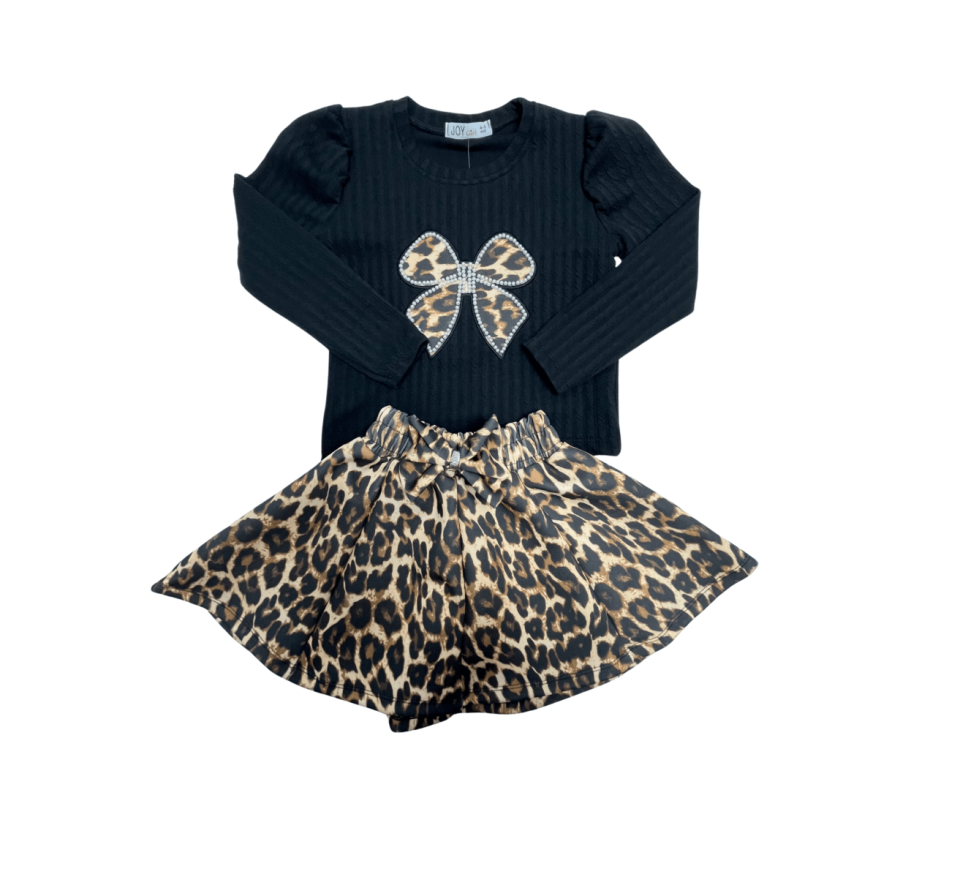JOY GİRL Leopar Fiyonk Nakışlı Takım