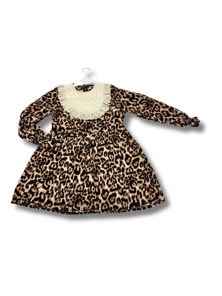 HARBY - Leopar Güpür Yaka  Elbise