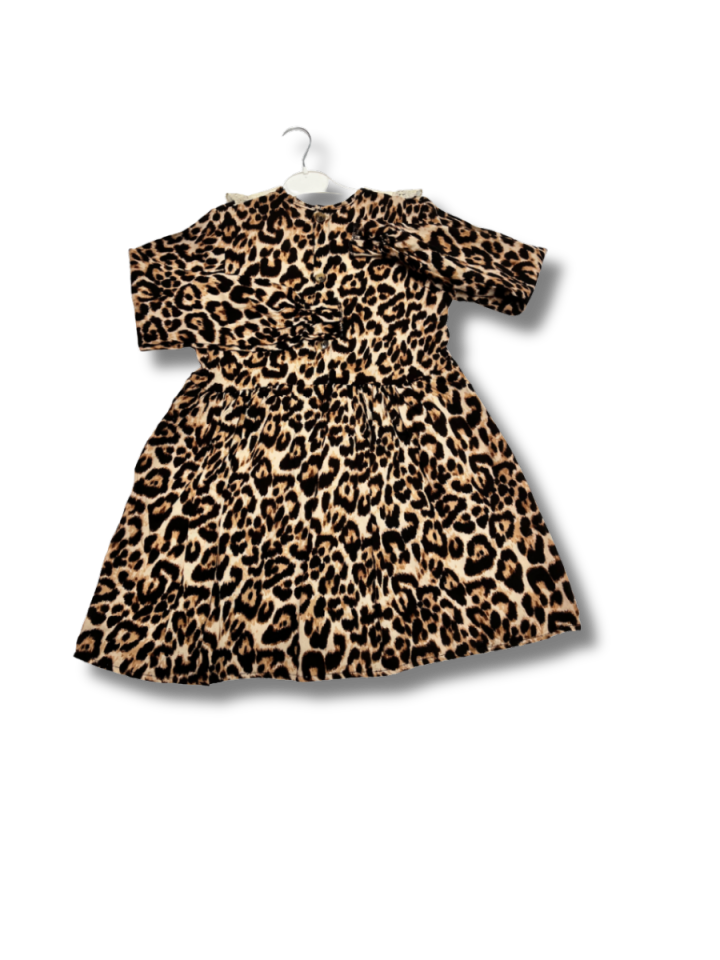 HARBY - Leopar Güpür Yaka  Elbise