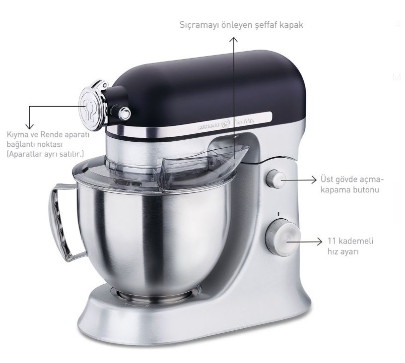 Korkmaz Pro Mix A470-01 1600 W 4.7 lt Siyah Stand Mikser