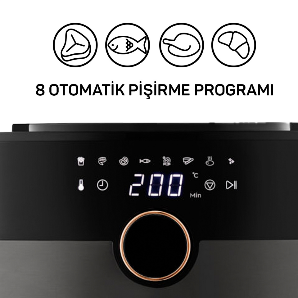 Arzum AR2074-B Airtasty XL Air Fryer 6 lt Bakır Yağsız Fritöz