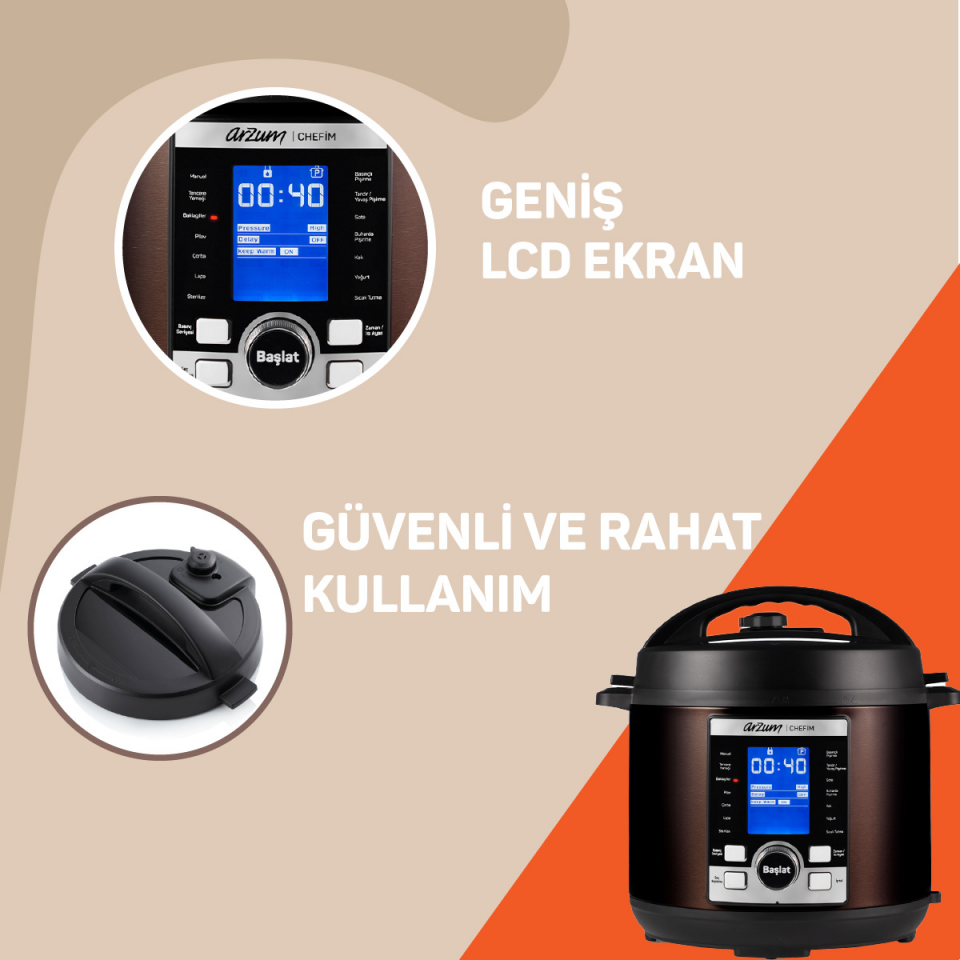 Arzum AR2055 Chefim Siyah Çok Amaçlı Basınçlı Pişirici