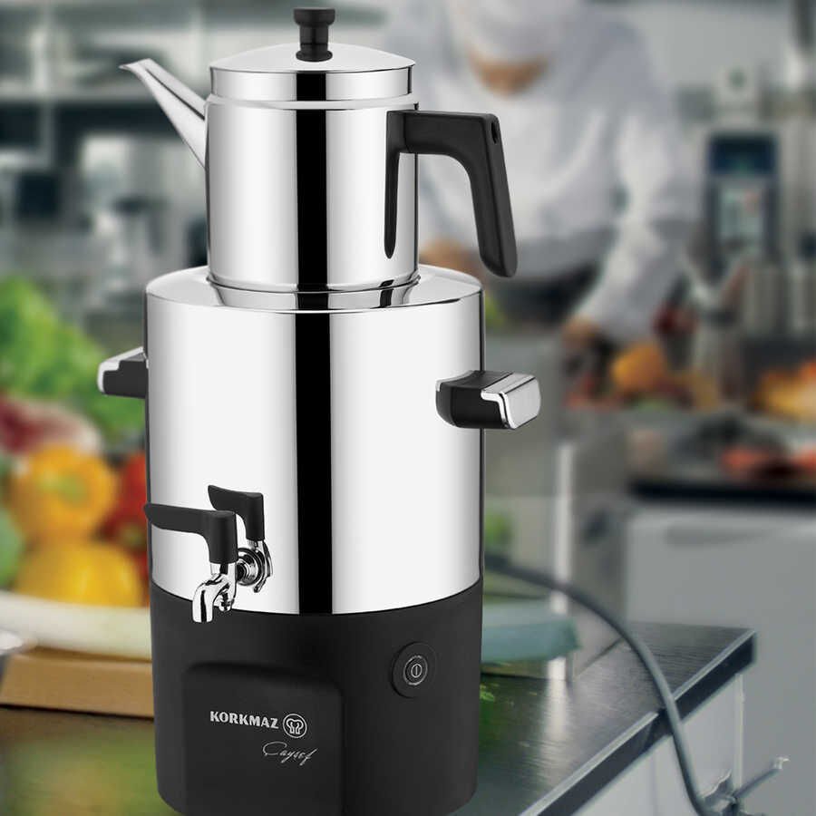 Korkmaz A841-01 Çayşef Inox/Parlak 2000 W Çelik Semaver