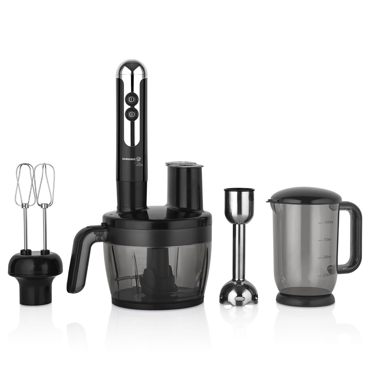 Korkmaz A457-06 Mia Multi Siyah Krom 1300 W Blender Seti
