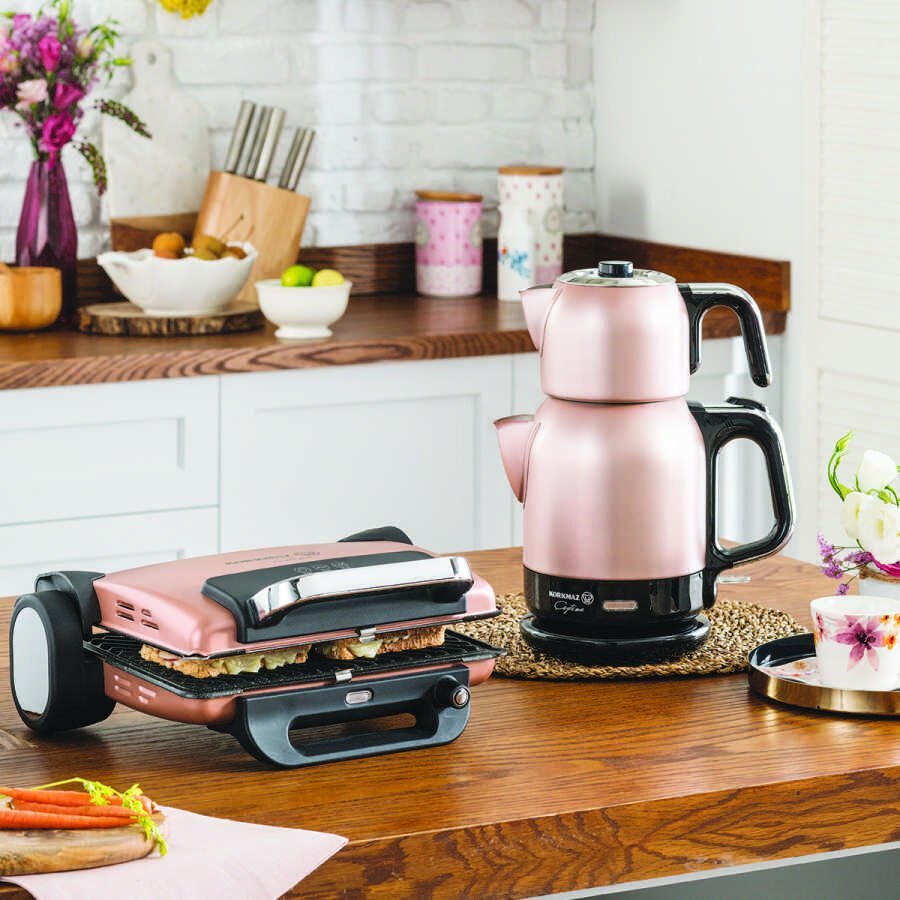 Korkmaz A331-02 Çaytema Rosagold Krom 1600 W Çelik Çay Makinesi