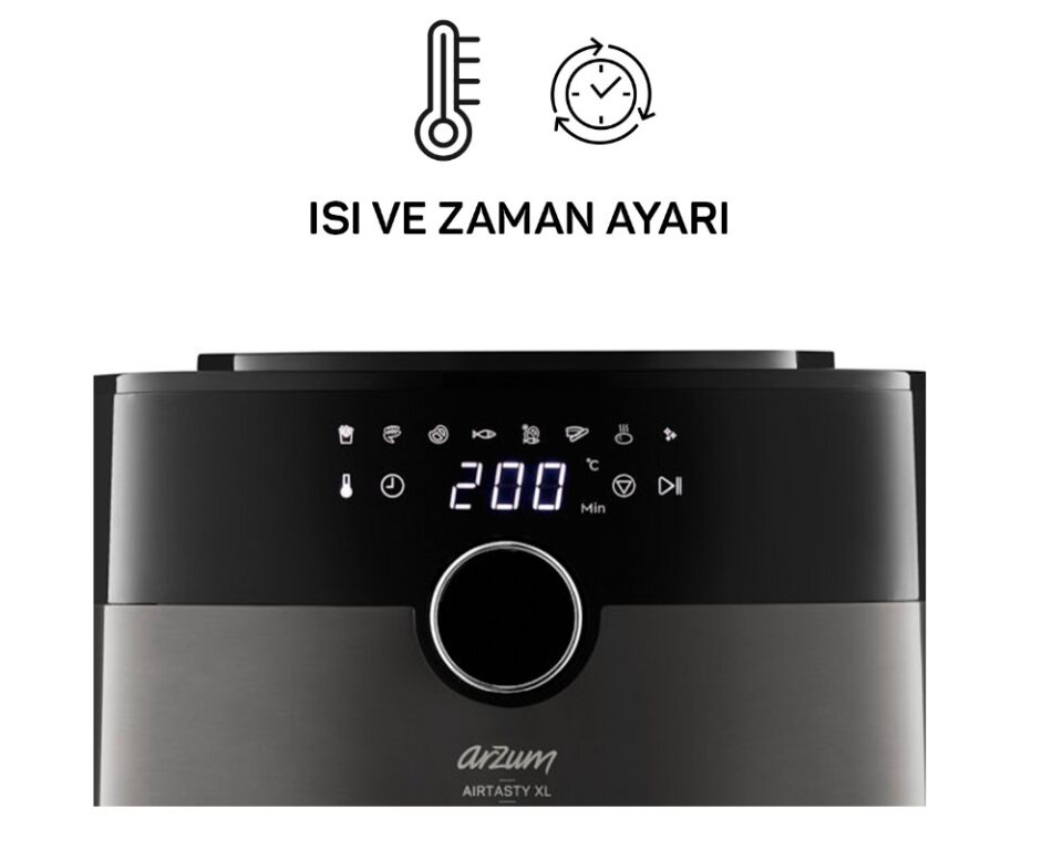 Arzum AR2074-G Airtasty XL Air Fryer 6 lt Gümüş Yağsız Fritöz