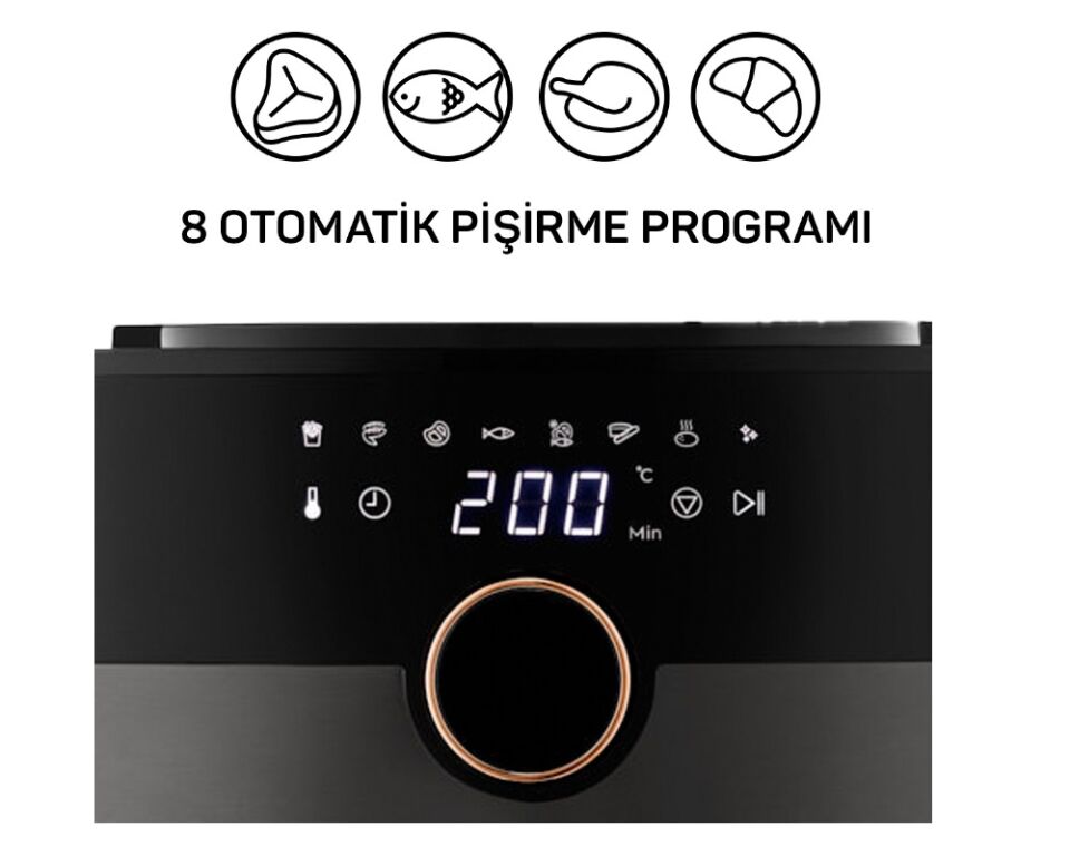 Arzum AR2074-G Airtasty XL Air Fryer 6 lt Gümüş Yağsız Fritöz