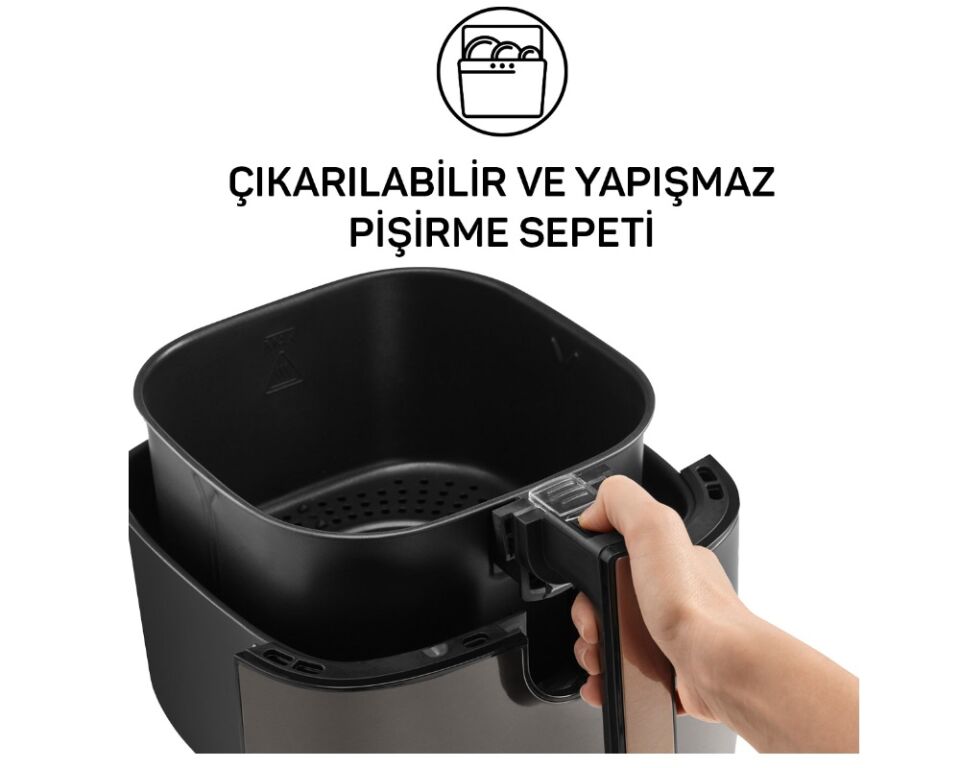 Arzum AR2074-G Airtasty XL Air Fryer 6 lt Gümüş Yağsız Fritöz