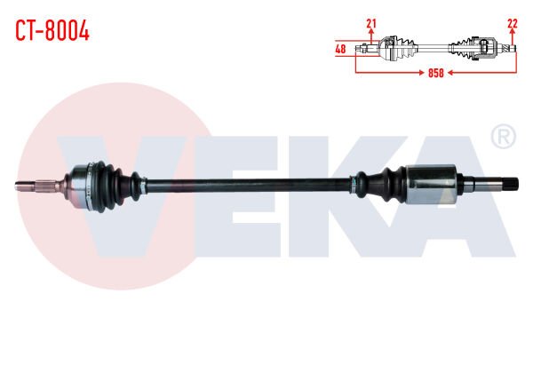 AKS SAĞ CİTROEN C3 (FC) 1.4 HDİ 70HP YAYLI TIP UZUNLUK 858mm 2002-2009
