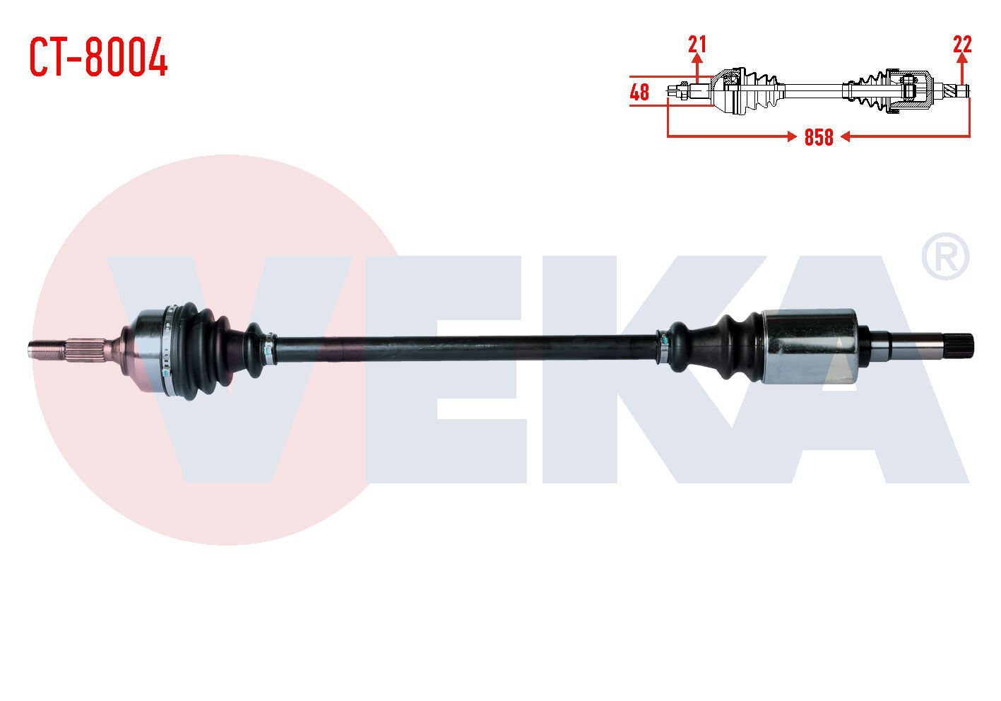 AKS SAĞ CİTROEN C3 (FC) 1.4 HDI 70HP YAYLI TIP UZUNLUK 858mm 2002-2009