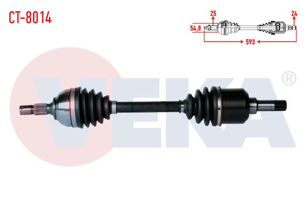 AKS SOL PEUGEOT PARTNER (5,5F) 1.9 D UZUNLUK 593MM 1996-2008