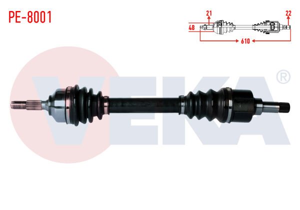 AKS SOL PEUGEOT 206 (2AC) 1.4i 16v UZUNLUK 610mm 1998-2006