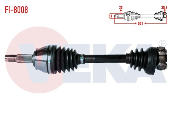 AKS SOL FİAT DOBLO (119,223) 1.3 MJT UZUNLUK 501 mm 2001-2010