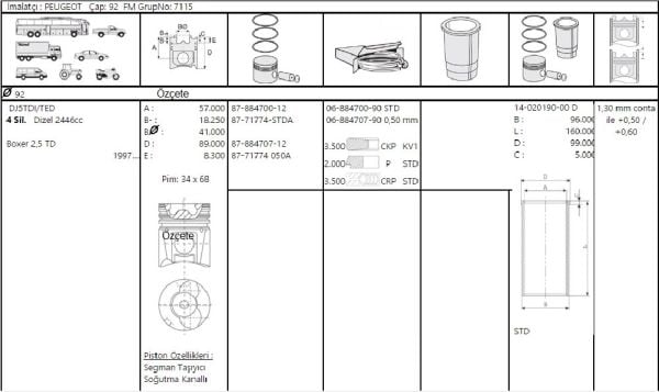 PİSTON SEGMAN 92 MM DJ5TED PEUGEOT BOXER 1