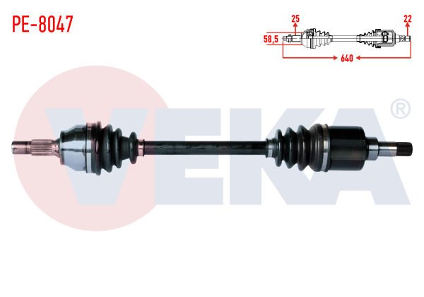 AKS SOL PEUGEOT 207 (WA,WC) 1.4 HDİ MA SANZUMAN M-T UZUNLUK 640mm 2006-2012