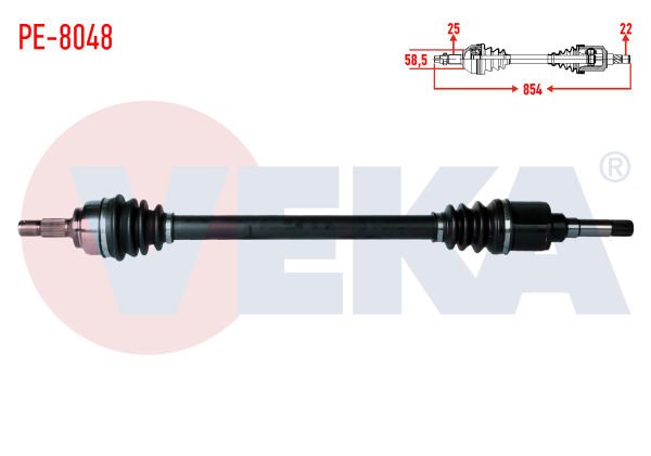 AKS SAĞ PEUGEOT 207 (WA,WC) 1.4 HDİ MA SANZUMAN M-T UZUNLUK 854mm 2006-2012