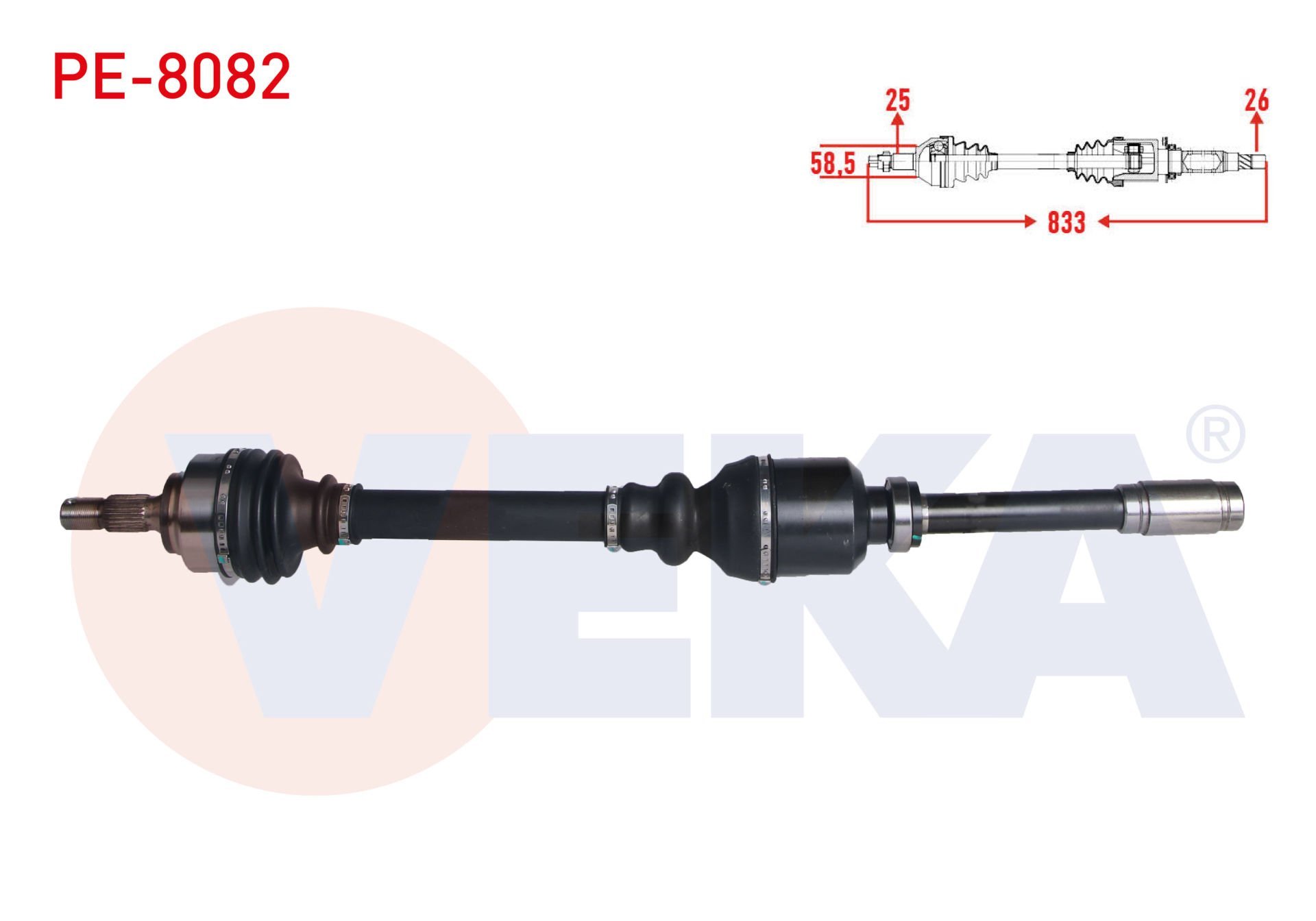 AKS SAĞ PEUGEOT 307 (3AC) 1.6 A-T UZUNLUK 833mm 2000-2007