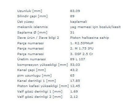 PİSTON SEGMAN 89.00 MM G9U RENAULT MASTER 2
